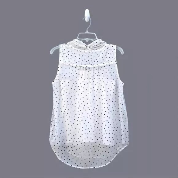 Ann Taylor Women's Size Small White & Black Polka Dot Sheer Blouse Sz Small - Picture 7 of 7
